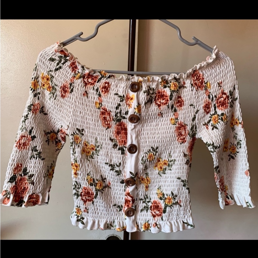 Mango Off-Shoulder Floral Blouse